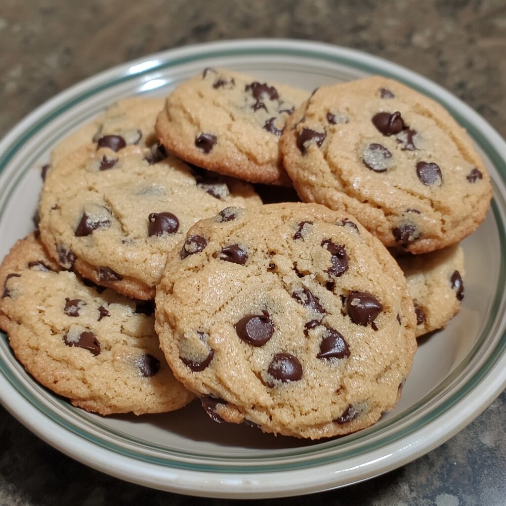 Soft & Chewy Chocolate Chip Cookies The BEST Easy Cookie Recipe! presented in natural light with a homemade look