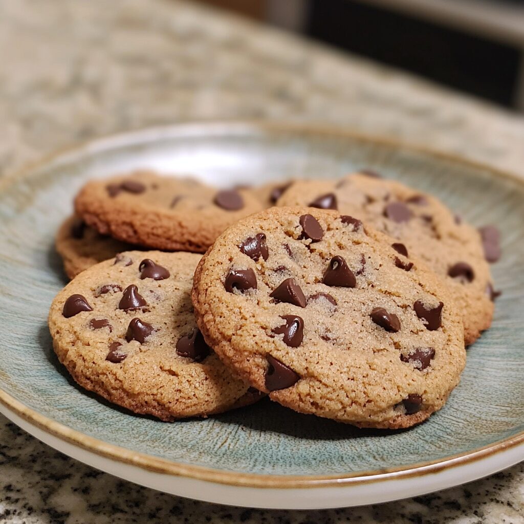 Soft and Chewy Chocolate Chip Cookies presented in natural light with a homemade look