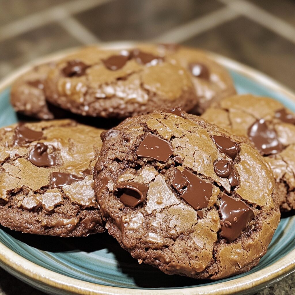 Soft and Chewy Chocolate Chipless Cookies presented in natural light with a homemade look