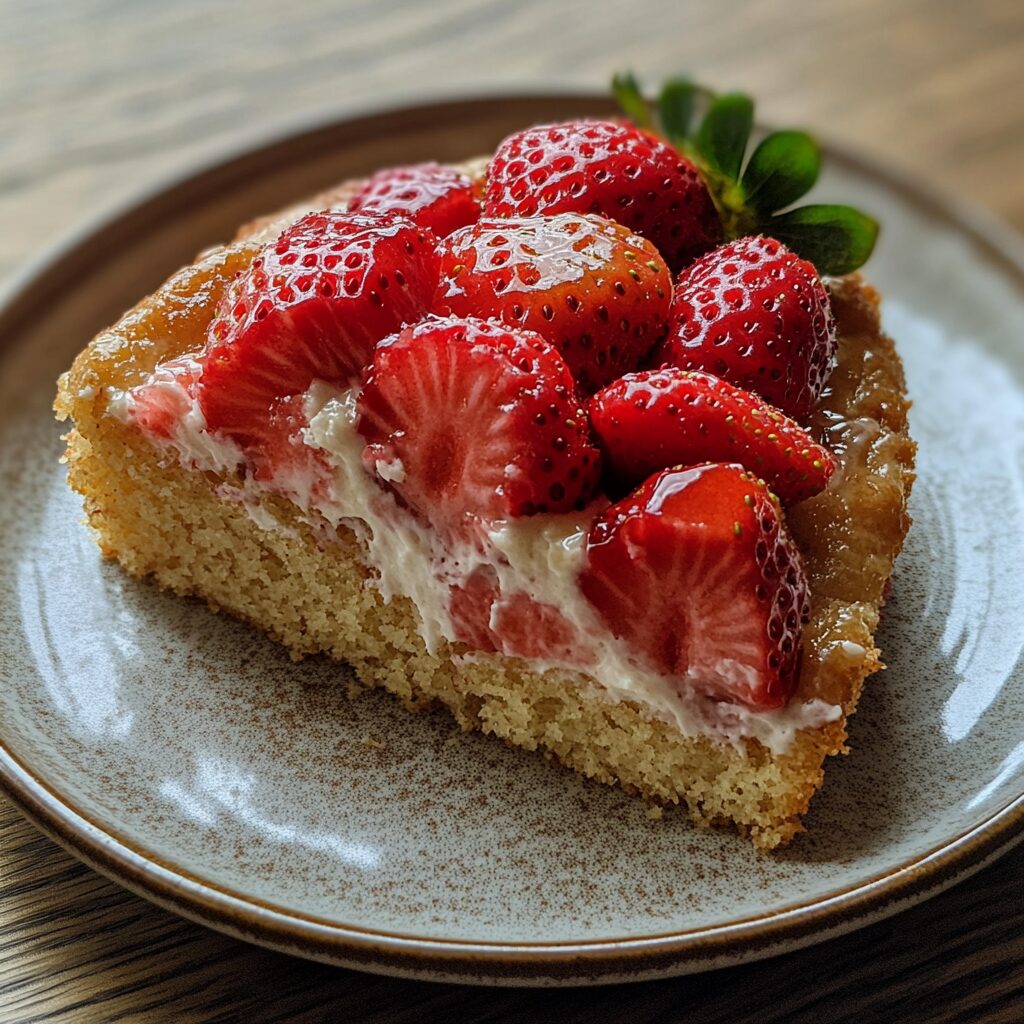Strawberry Cake Recipe presented in natural light with a homemade look
