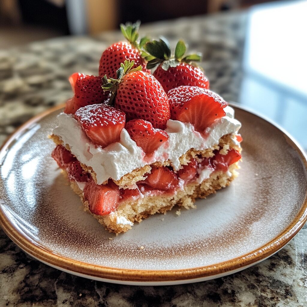 Strawberry Shortcake presented in natural light with a homemade look