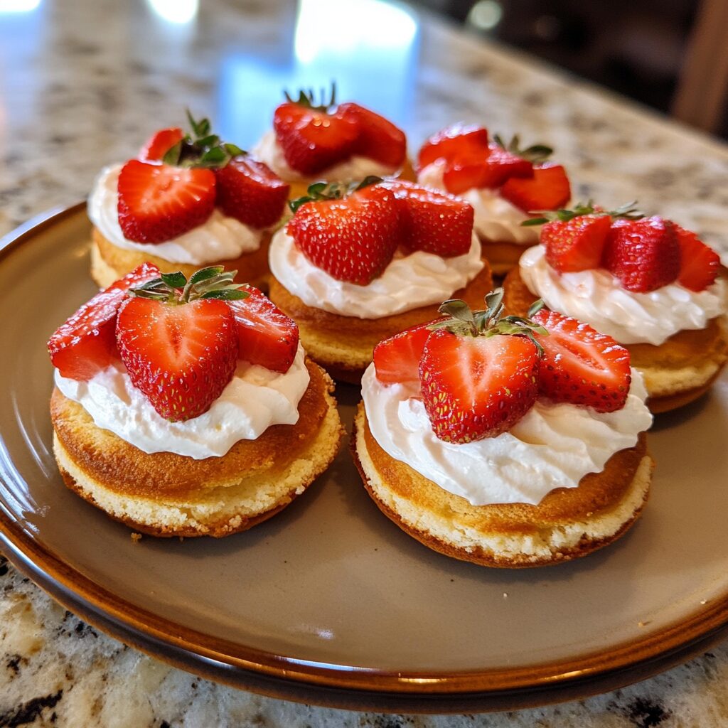 Strawberry Shortcakes presented in natural light with a homemade look