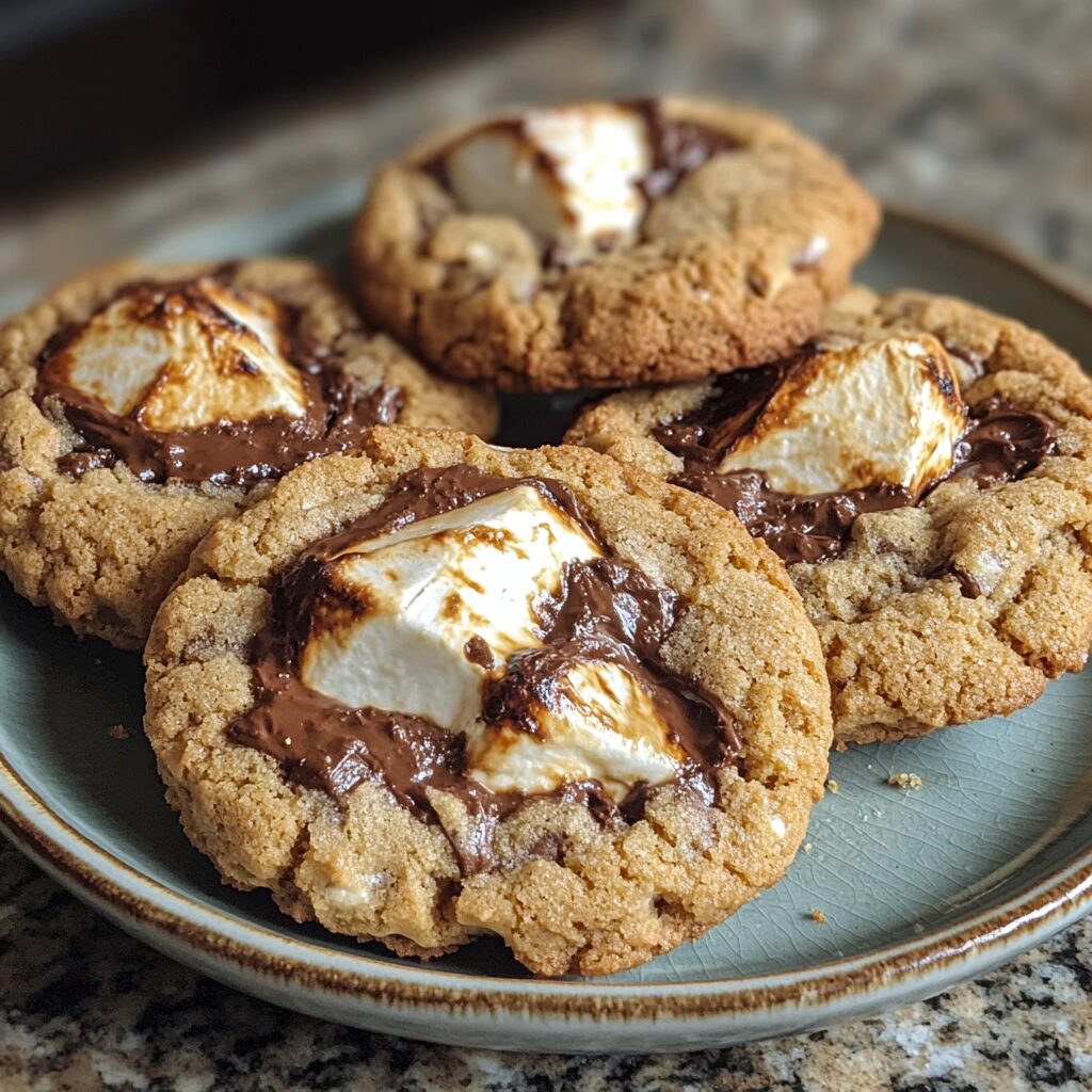 The BEST S’mores Cookies – Soft, Gooey \u0026 Irresistible! presented in natural light with a homemade look.