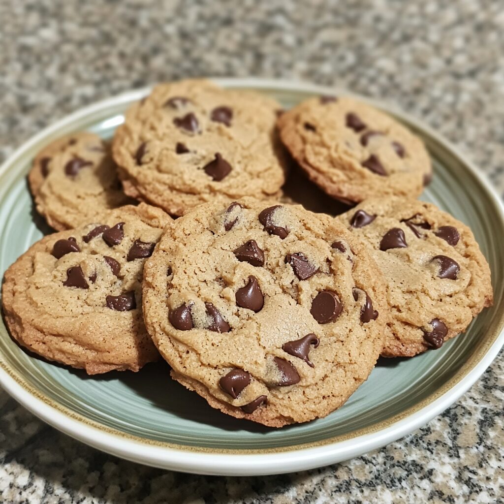 The Best Soft Chocolate Chip Cookies presented in natural light with a homemade look