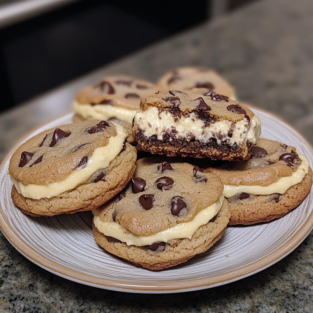 The Ultimate Cheesecake Stuffed Chocolate Chip Cookies in 8 Steps presented in natural light with a homemade look