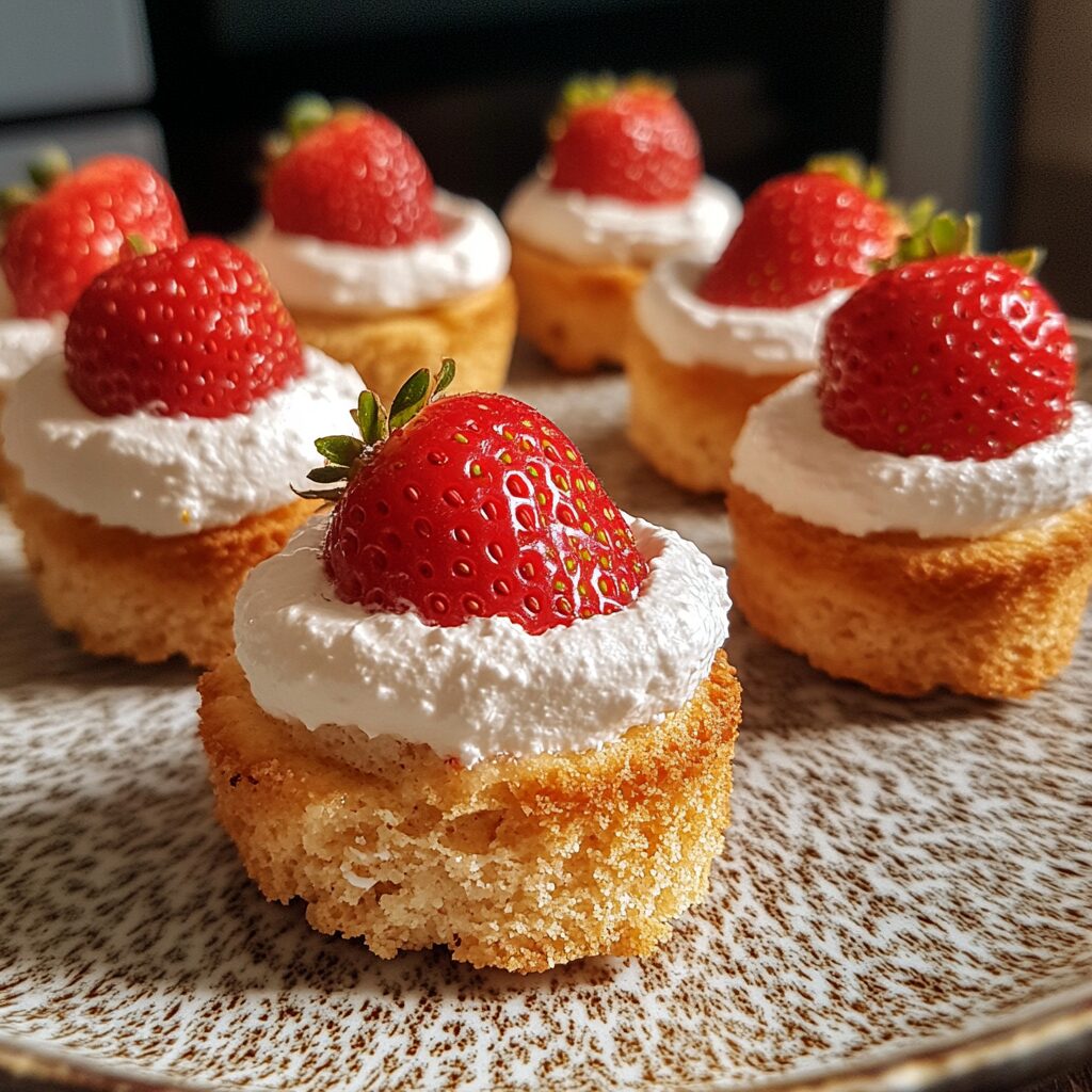 Valentine Mini Strawberry Shortcakes presented in natural light with a homemade look
