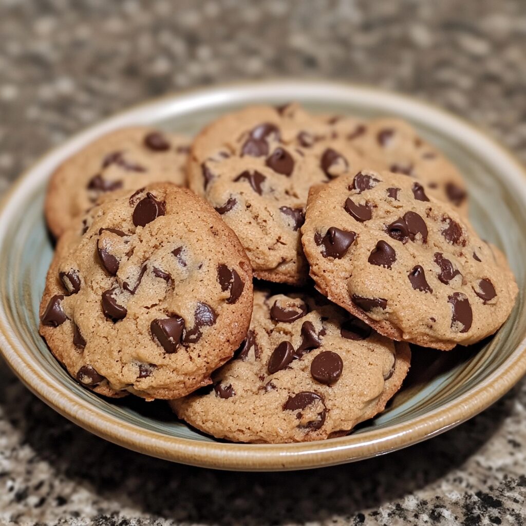 Vegan Chocolate Chip Cookies presented in natural light with a homemade look