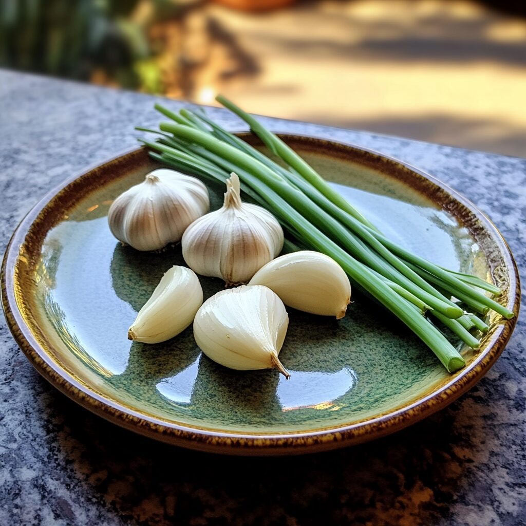 When to Harvest Garlic and Scapes presented in natural light with a homemade look