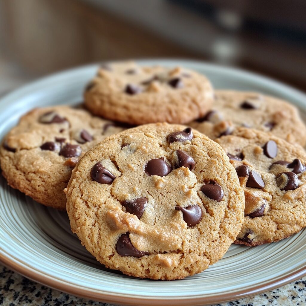 Amazing Peanut Butter Chocolate Chip Cookies presented in natural light with a homemade look