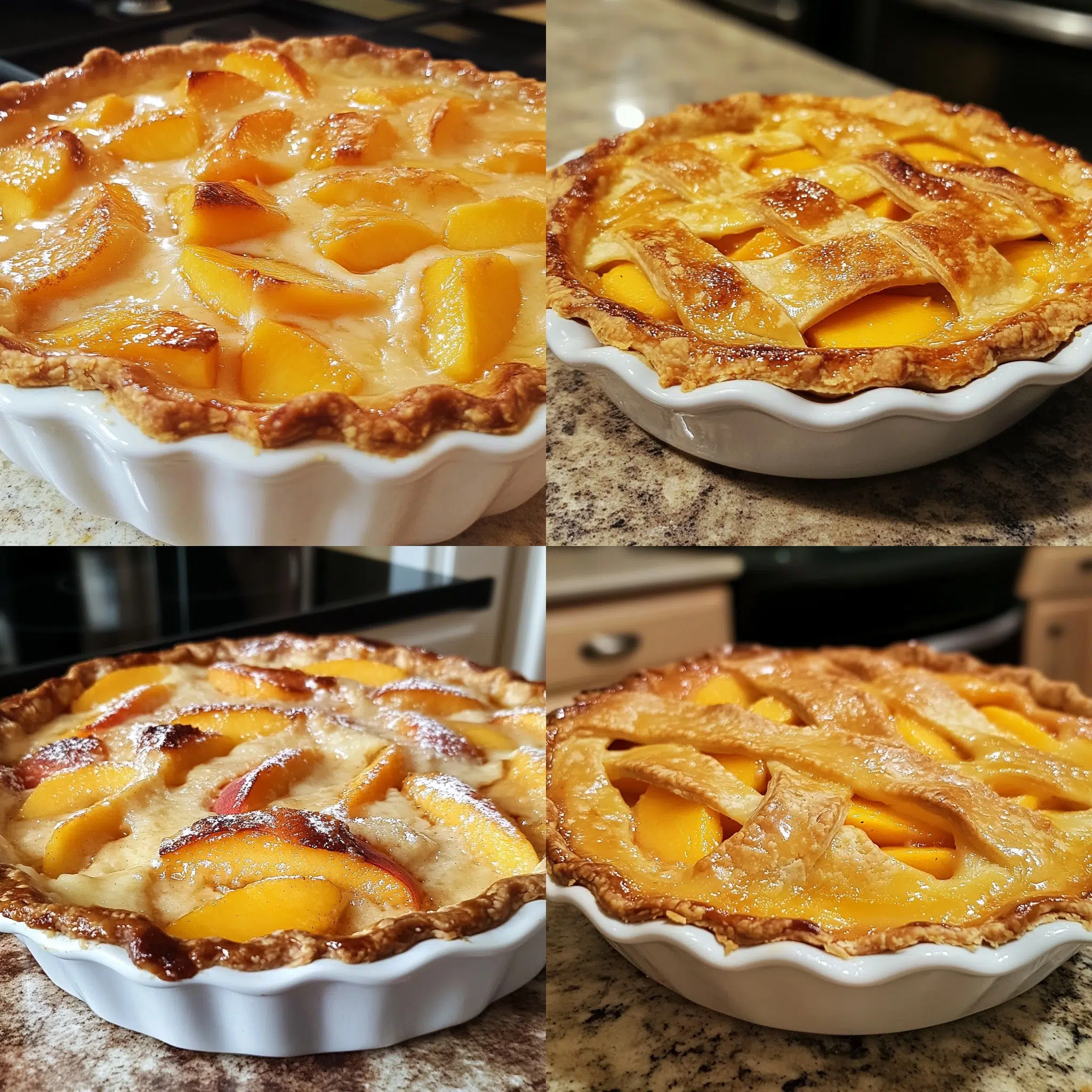 Best Custard Peach Pie in a homemade serving dish with a fresh, appetizing finish
