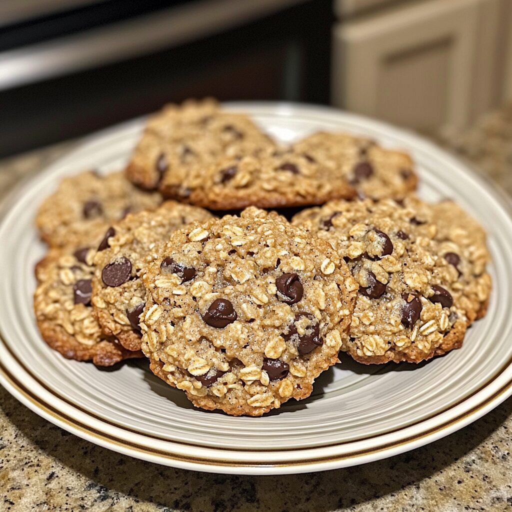 Best Oatmeal Chocolate Chip Cookies Recipe presented in natural light with a homemade look