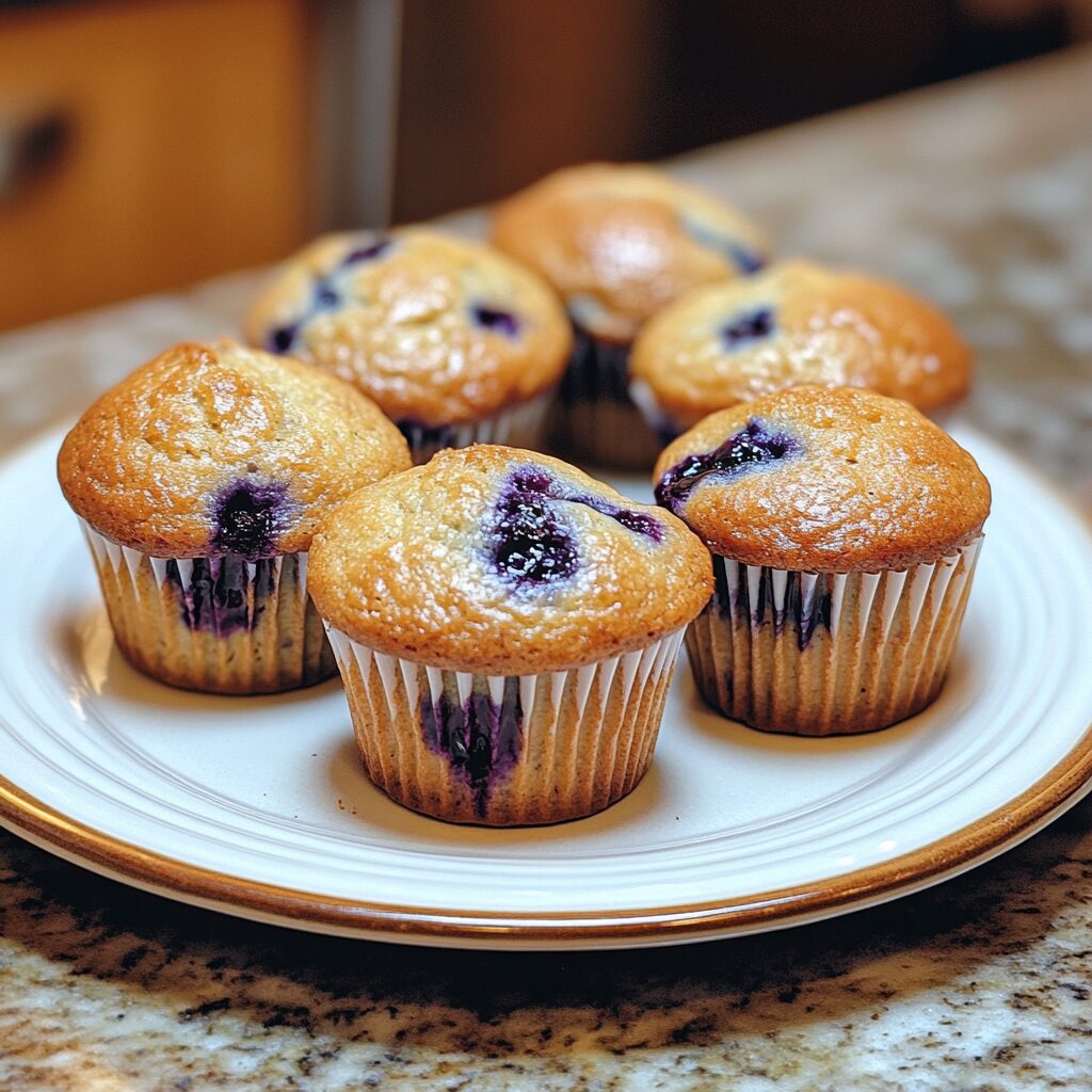 Blueberry Muffin Recipe (The Best) presented in natural light with a homemade look
