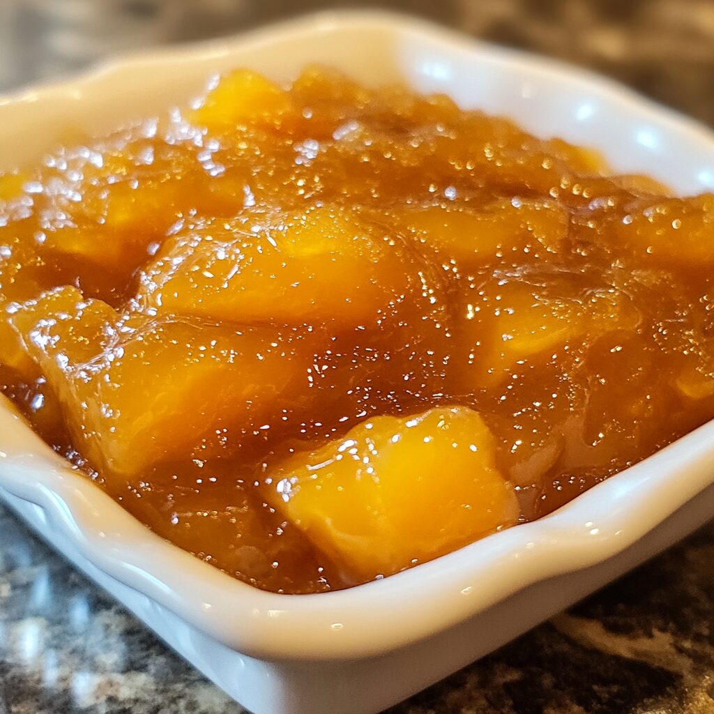 Bourbon Peach Jam Recipe Emma S Cake Studio in a homemade serving dish with a fresh, appetizing finish