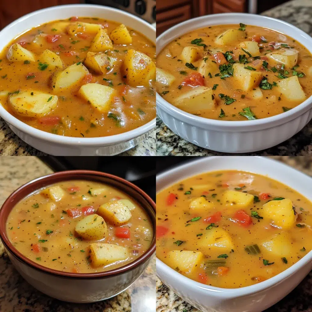 Cajun Potato Soup in a homemade serving dish with a fresh, appetizing finish