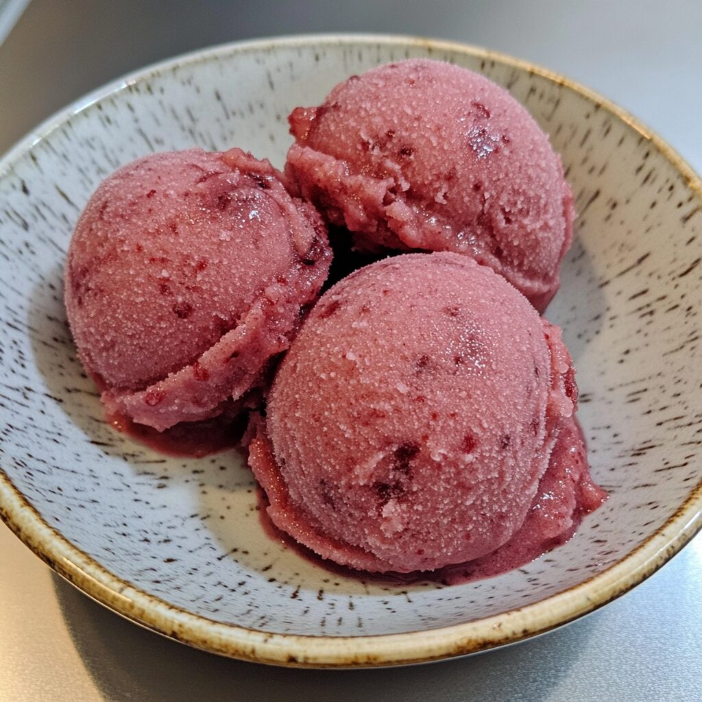 Cherry Sorbet presented in natural light with a homemade look