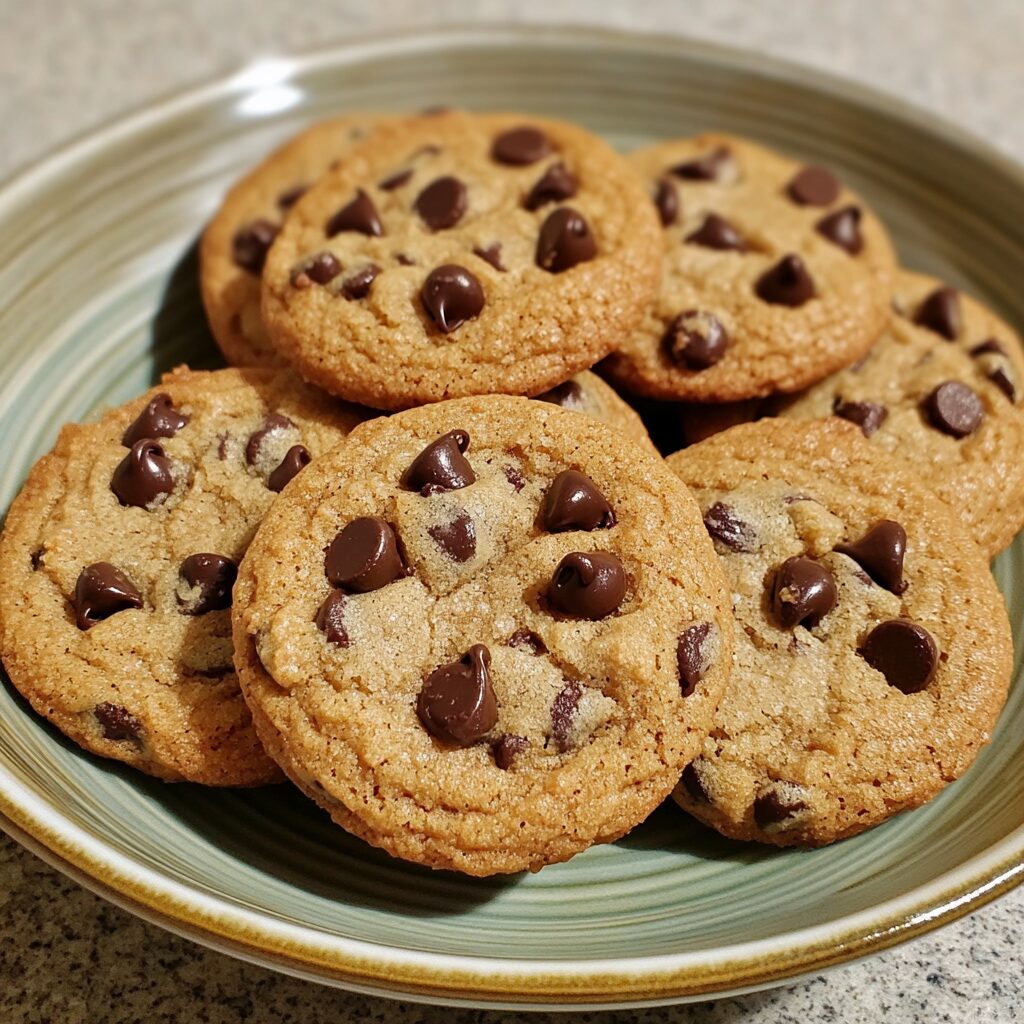 Chewy Brown Butter Chocolate Chip Cookies presented in natural light with a homemade look