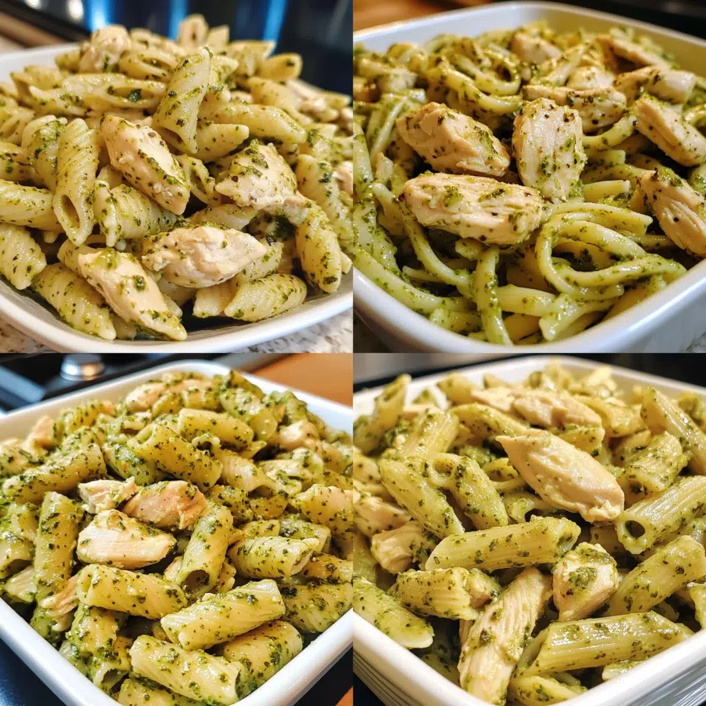Chicken Pesto Pasta Creamy Easy 30 Minute Dinner in a homemade serving dish with a fresh, appetizing finish
