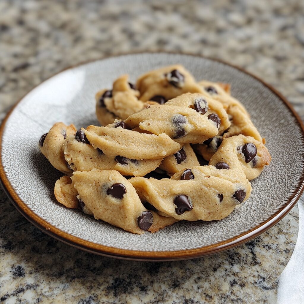 Chocolate Chip Cookie Dough Twists presented in natural light with a homemade look