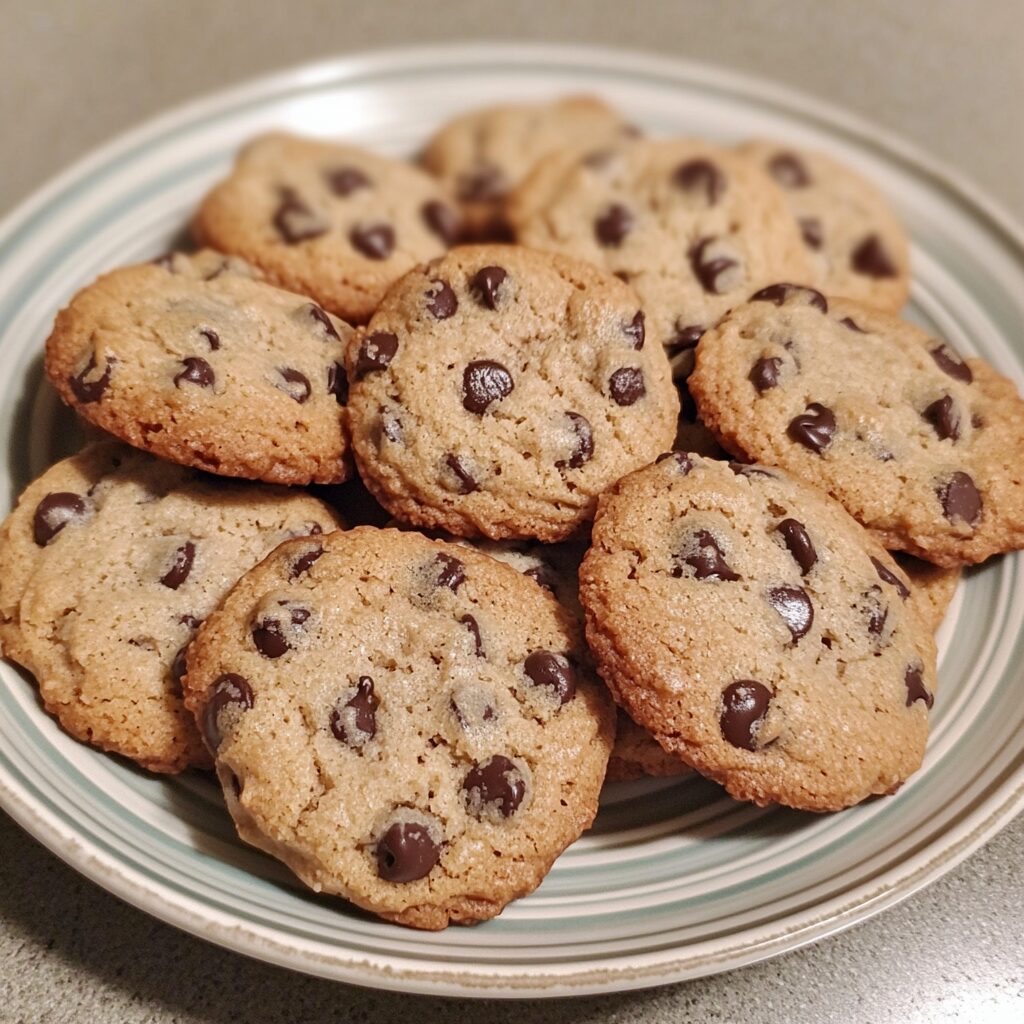 Chocolate Chip Cookies without Brown Sugar presented in natural light with a homemade look