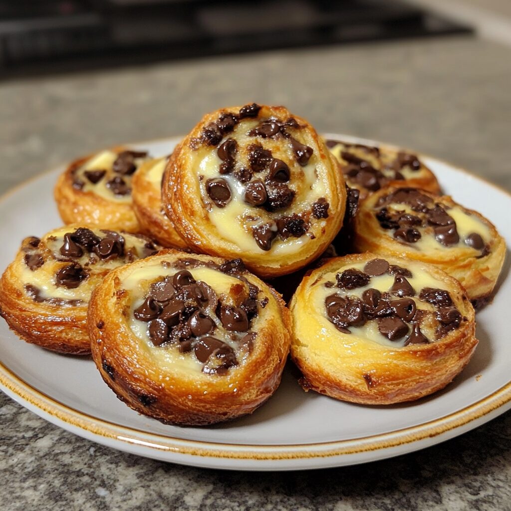 Chocolate Chip Vanilla Custard Brioches – The Perfect Sweet Breakfast presented in natural light with a homemade look.