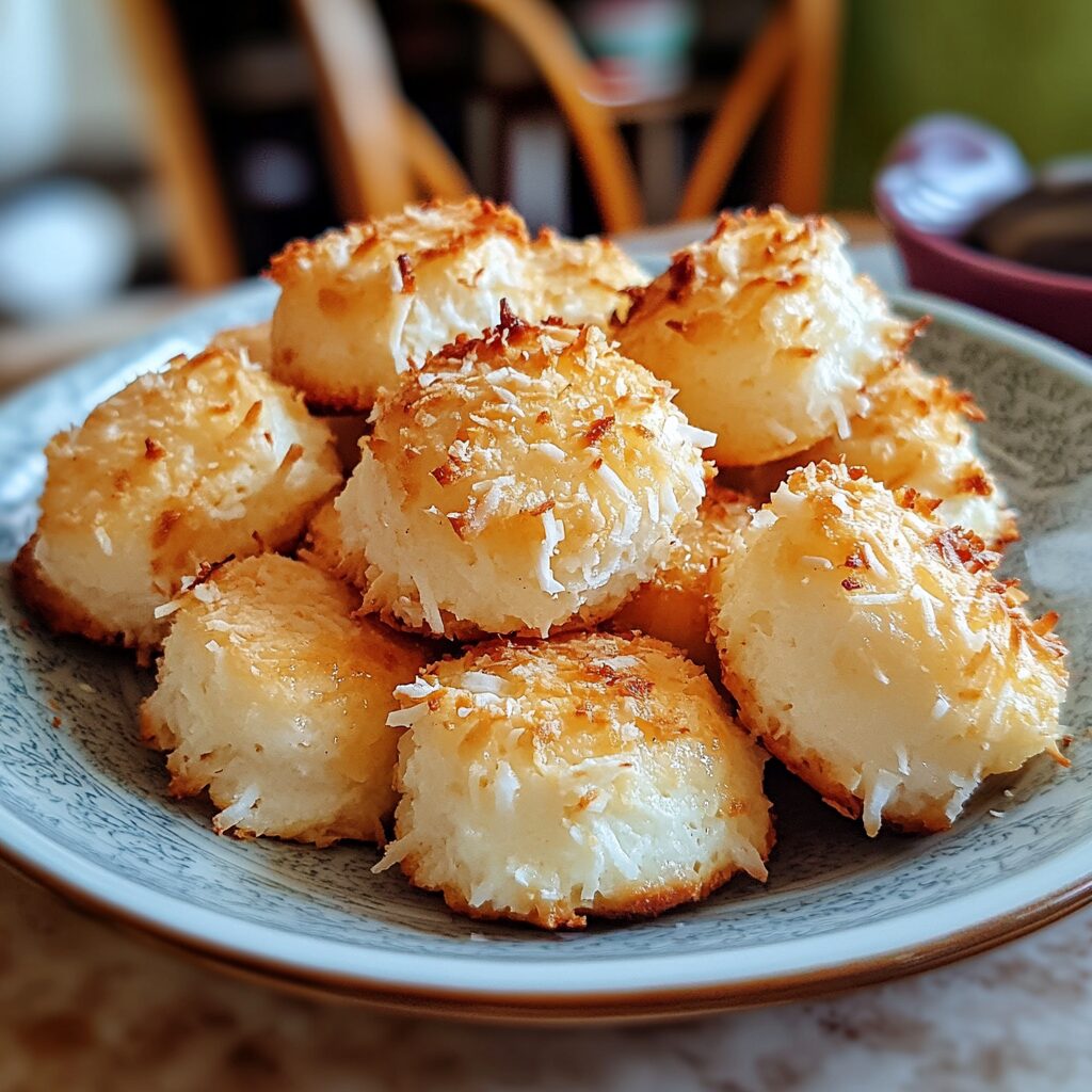 Coconut Macaroon Recipe presented in natural light with a homemade look