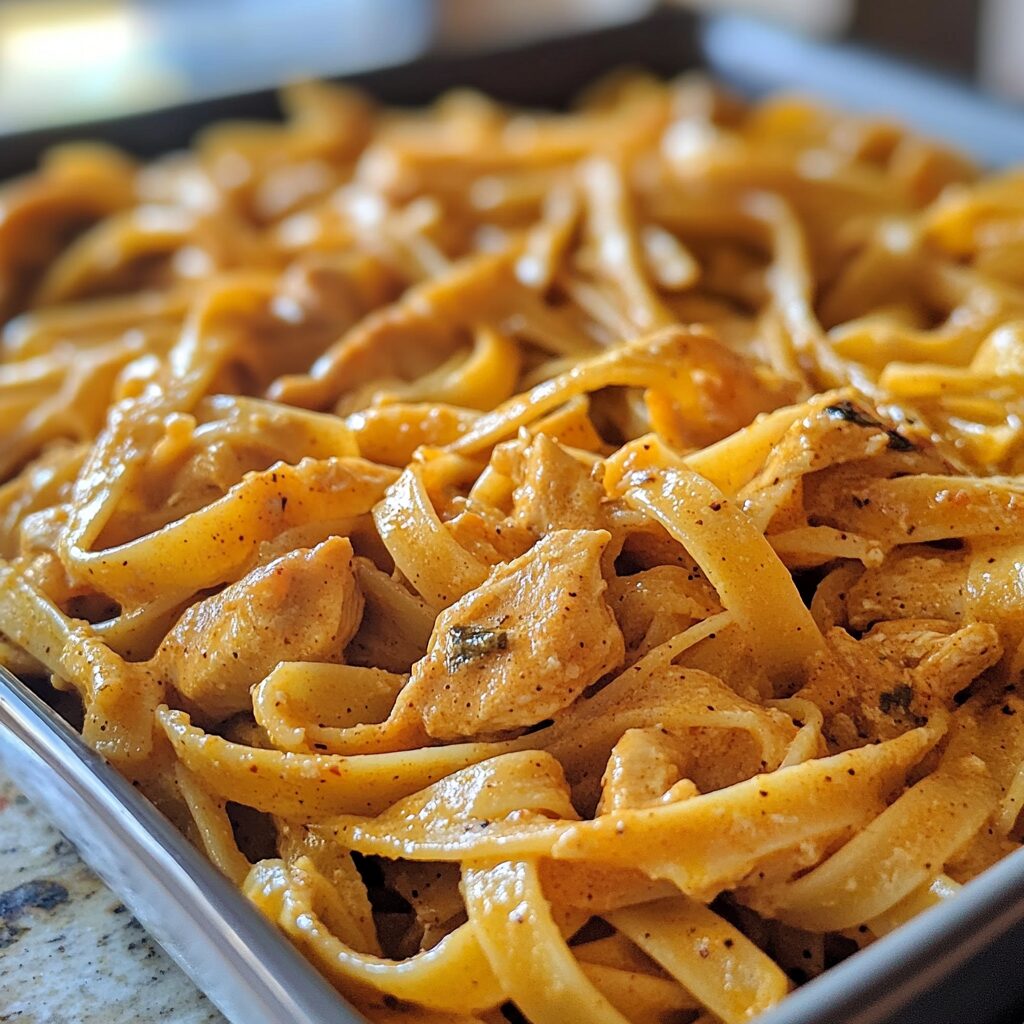 Cowboy Butter Chicken Linguine a Flavorful Twist on Pasta Night in a homemade serving dish with a fresh, appetizing finish