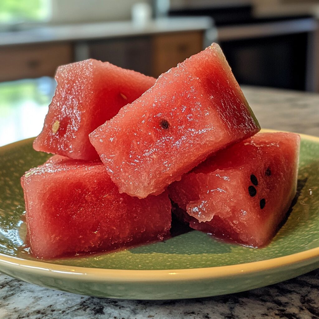 Easy Homemade Watermelon Italian Ice Recipe presented in natural light with a homemade look