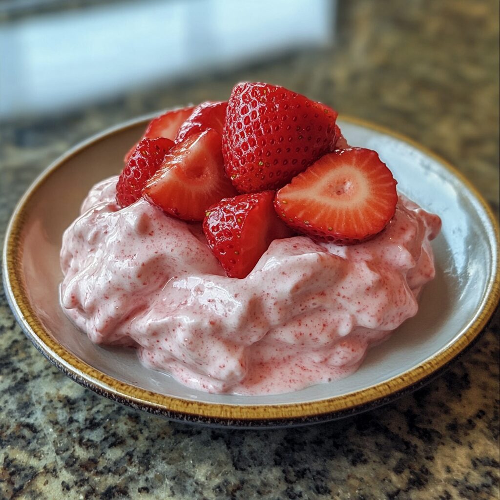 Easy Strawberry Milk Pudding presented in natural light with a homemade look