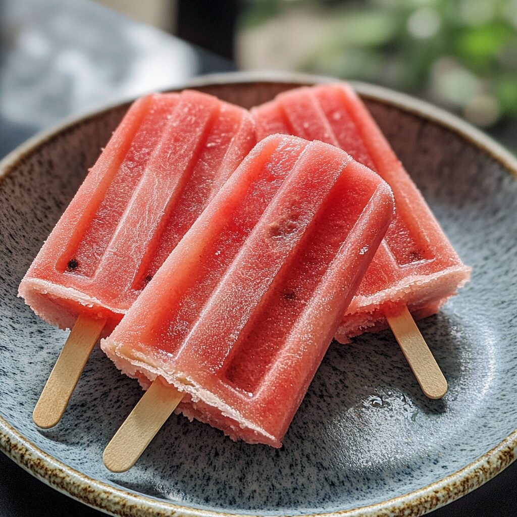Easy Watermelon Popsicle Recipe presented in natural light with a homemade look