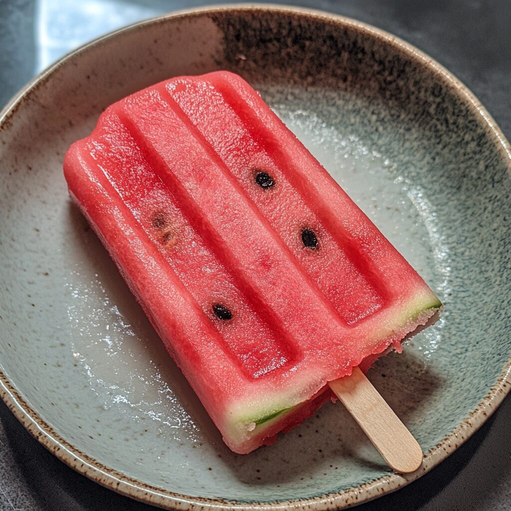 Easy Watermelon Popsicle presented in natural light with a homemade look