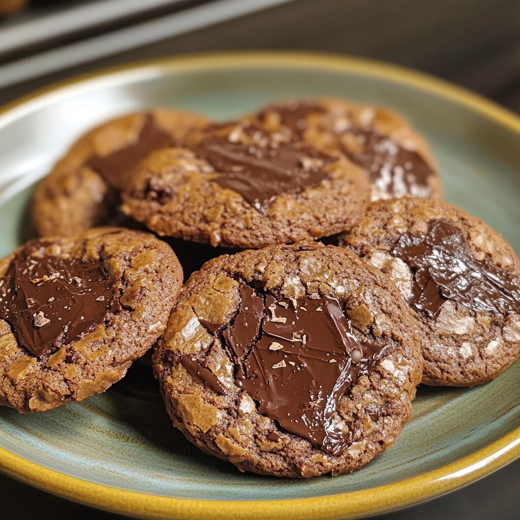 Espresso Chocolate Fudge Cookies [33 Minutes] presented in natural light with a homemade look.