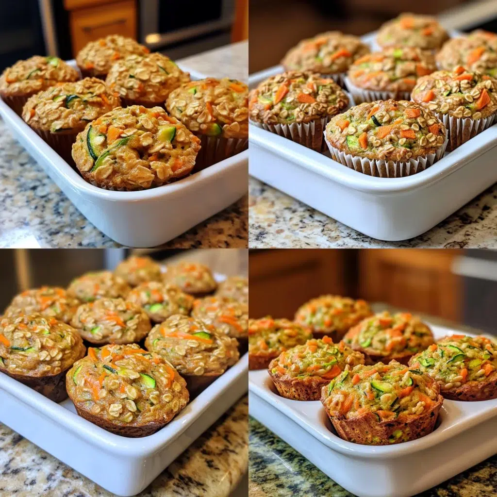 Healthy and Delicious Zucchini Carrot Oatmeal Muffins Recipe for Busy Mornings in a homemade serving dish with a fresh, appetizing finish