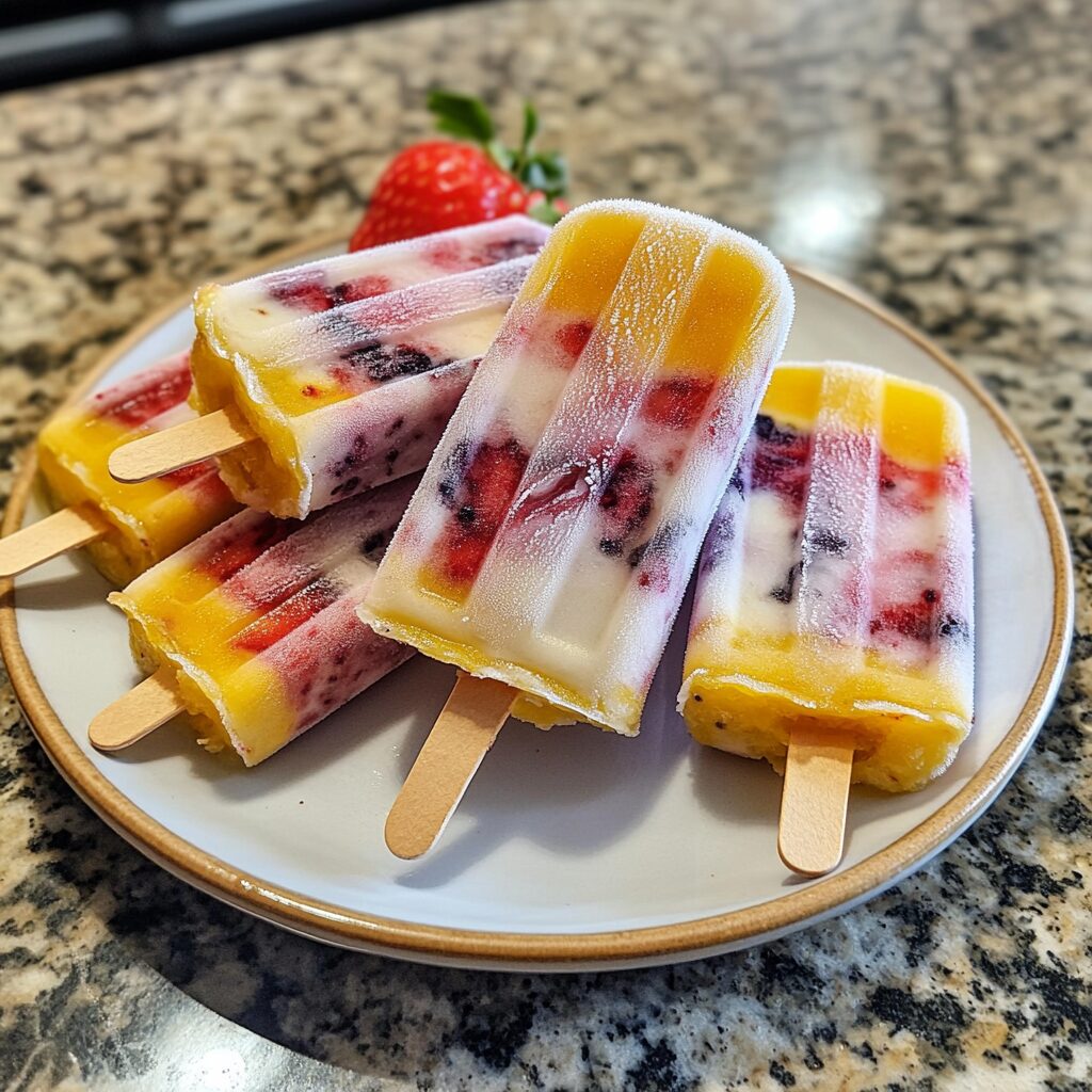 Homemade Ice Pops (Fresh Fruit) presented in natural light with a homemade look