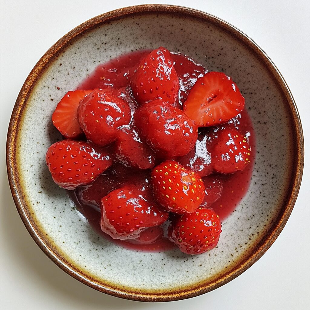 Homemade Strawberry Sauce (Strawberry Topping) Recipe Savory Nothings presented in natural light with a homemade look