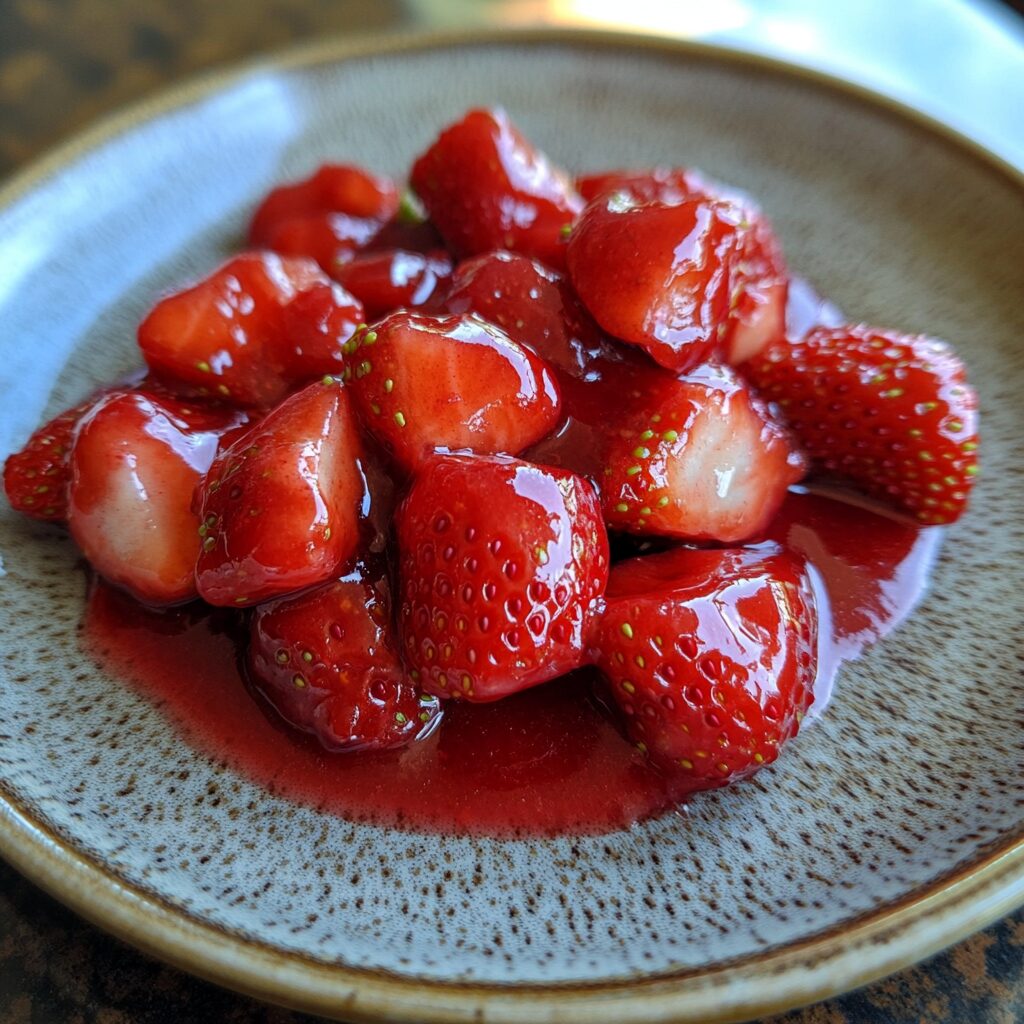 Homemade Strawberry Sauce (Strawberry Topping) Recipe presented in natural light with a homemade look