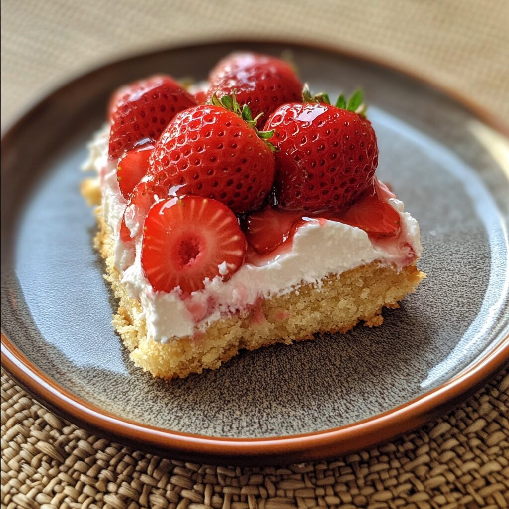 Homemade Strawberry Shortcake presented in natural light with a homemade look