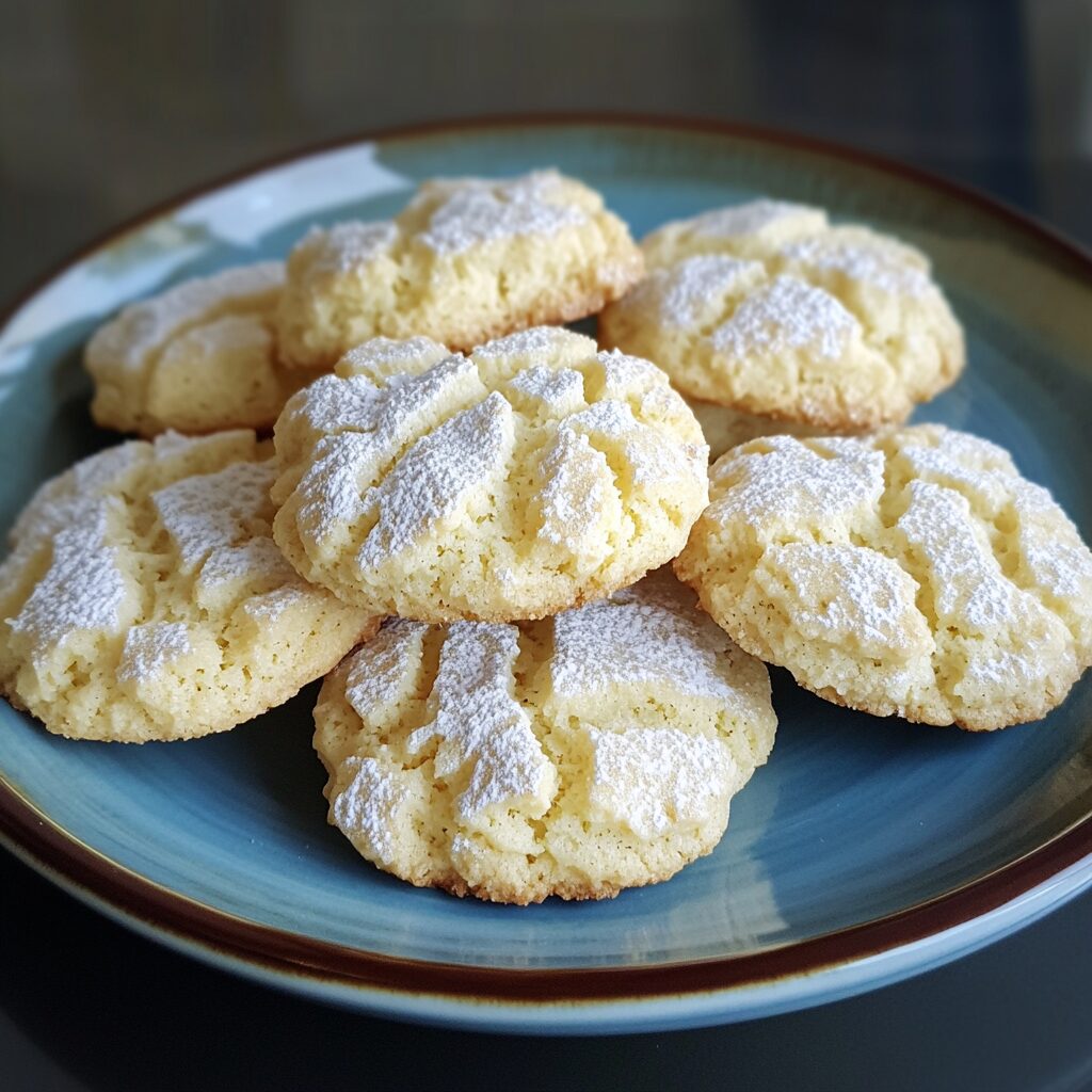 Lemon Crinkle Cookies presented in natural light with a homemade look