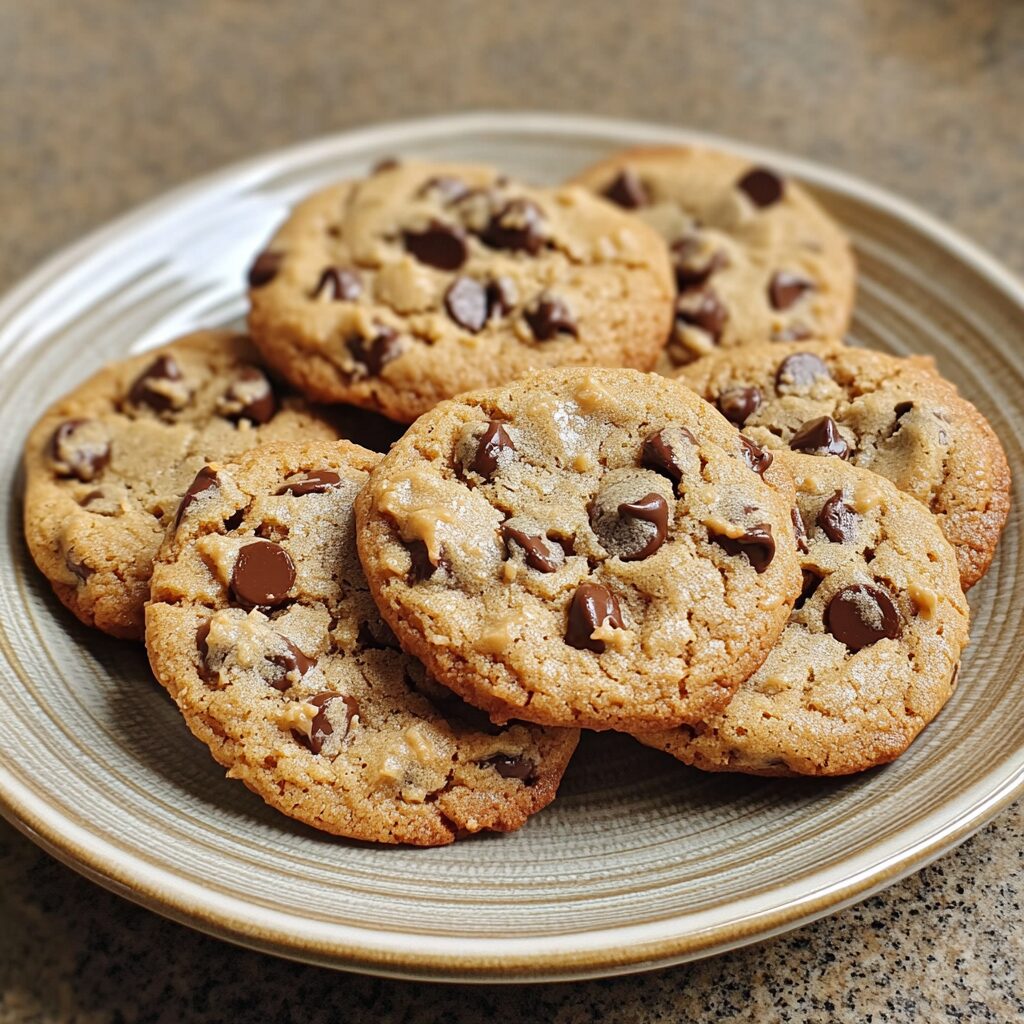 Moist Peanut Butter Chocolate Chip Cookies — Soft \u0026 Chewy Recipe presented in natural light with a homemade look.