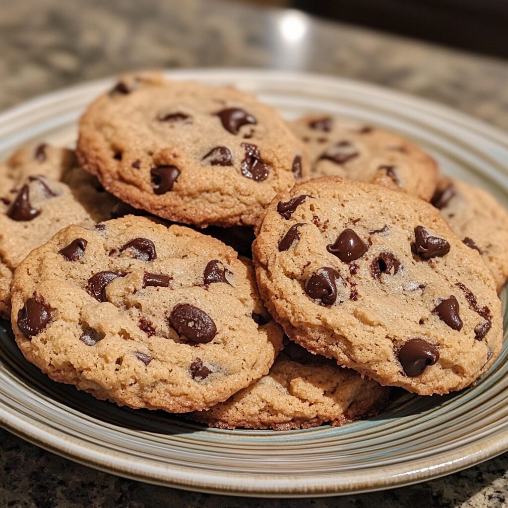 Perfect Chocolate Chip Cookies (Thick, Chewy & Loaded with Chocolate) presented in natural light with a homemade look
