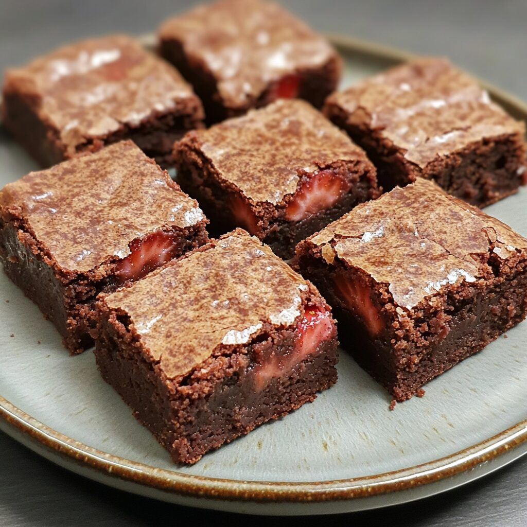 Strawberry Brownies Recipe with Creamy Frosting Option presented in natural light with a homemade look