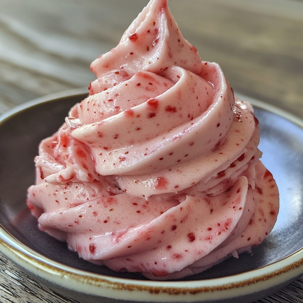 Strawberry Frosting presented in natural light with a homemade look
