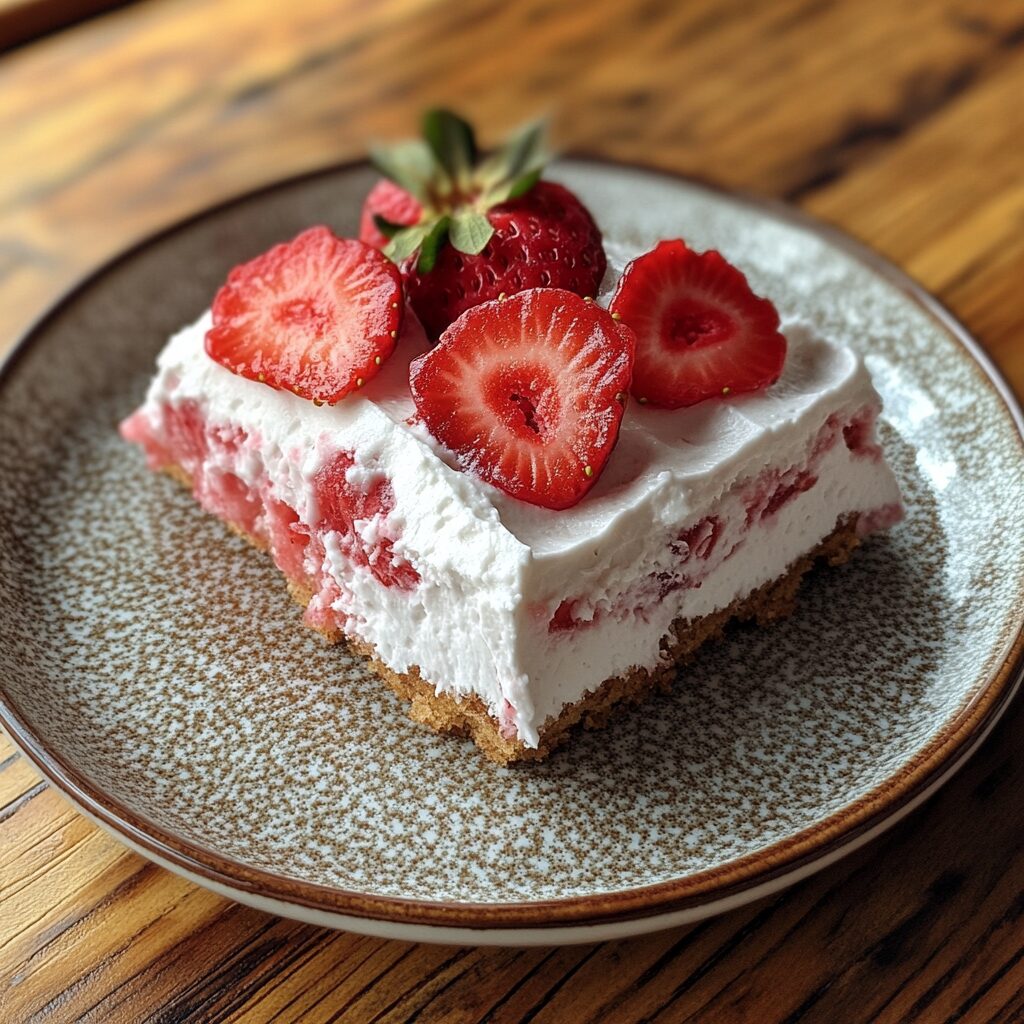 Strawberry Icebox Cake presented in natural light with a homemade look