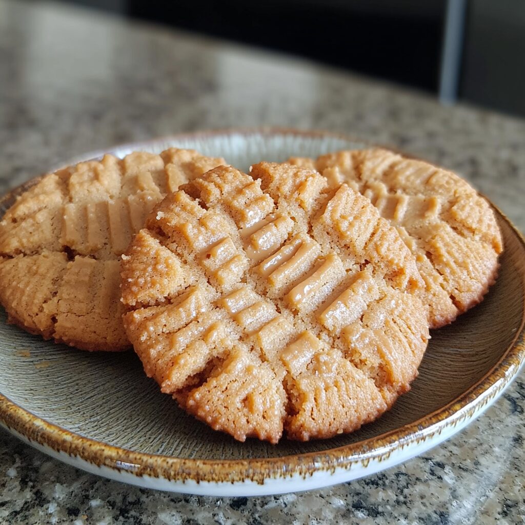 Thick and Chewy Peanut Butter Cookies Recipe presented in natural light with a homemade look