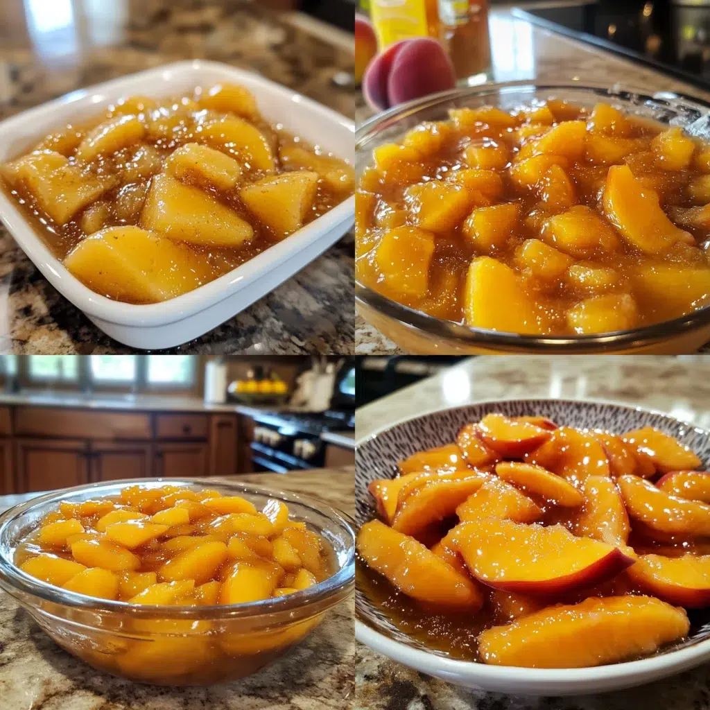 Trash to Treasure Make Peach Syrup From Peach Scraps Simply Laura Dee in a homemade serving dish with a fresh, appetizing finish