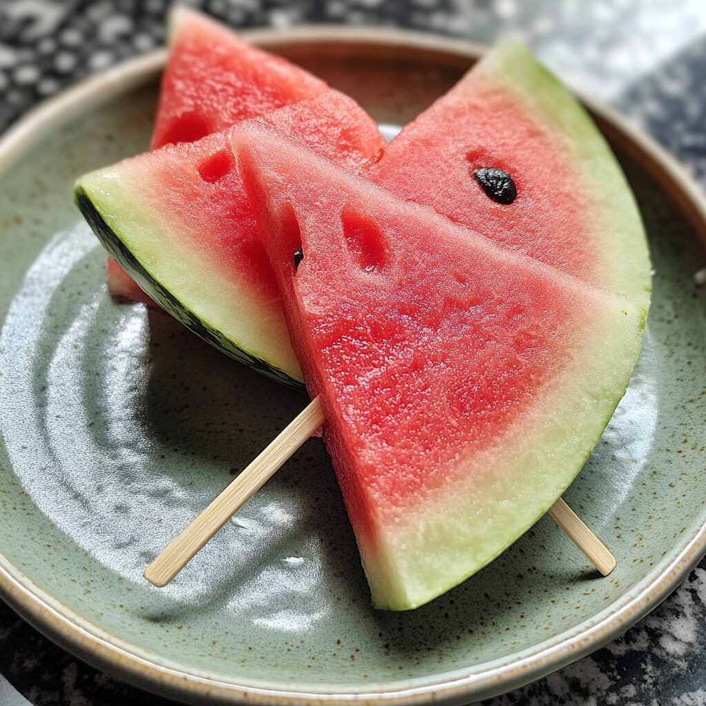Watermelon on a Stick presented in natural light with a homemade look