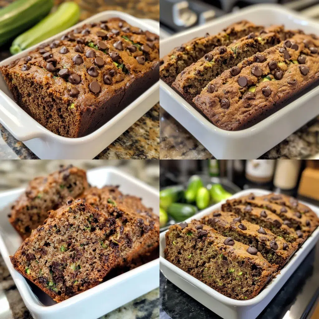 Zucchini Chocolate Chip Bread in a homemade serving dish with a fresh, appetizing finish