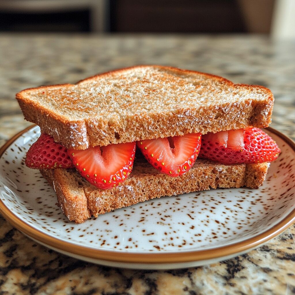 Strawberry Sandwich presented in natural light with a homemade look