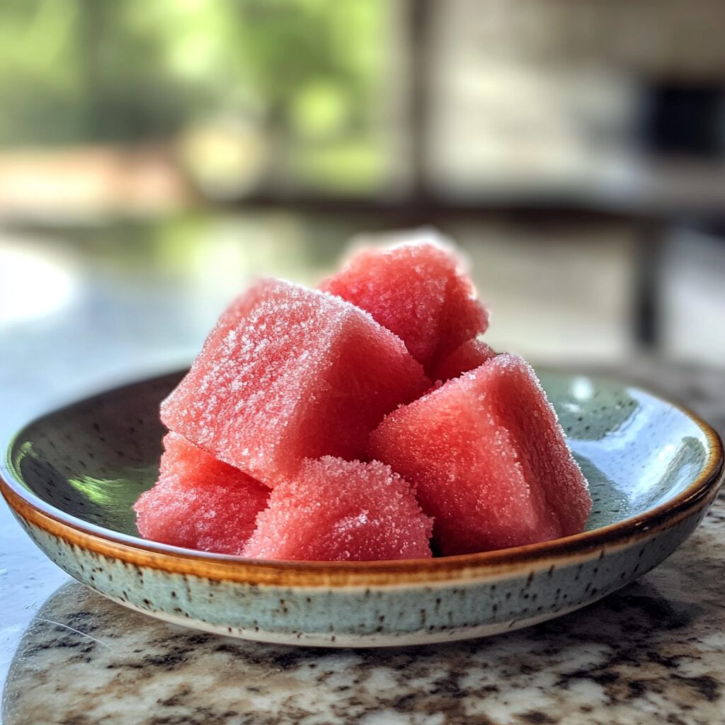 The BEST Frozen Watermelon Lemonade presented in natural light with a homemade look
